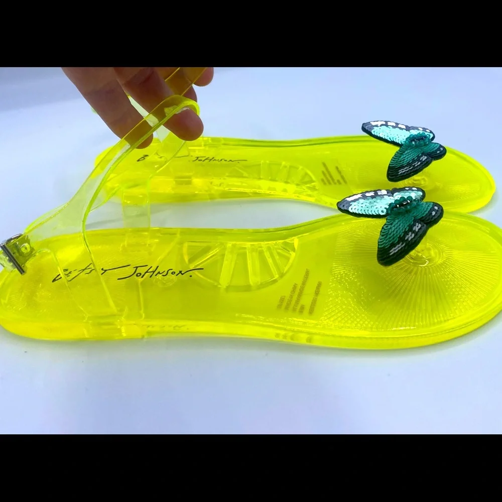 Betsey Johnson Clear Yellow Keilani Butterfly Sequins Jelly Sandals NWOT 8,9,10 - Picture 10 of 13